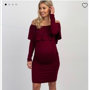 Long sleeve-Off the shoulder maternity dress